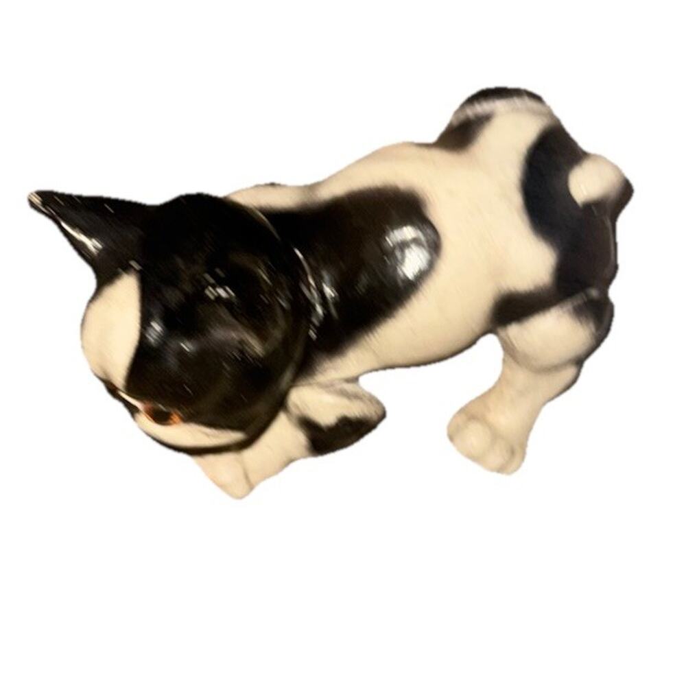 Vintage Bulldog Nodding Dog Figurine Articulated Bobble Head Glass Eyes 5” - Picture 6 of 10